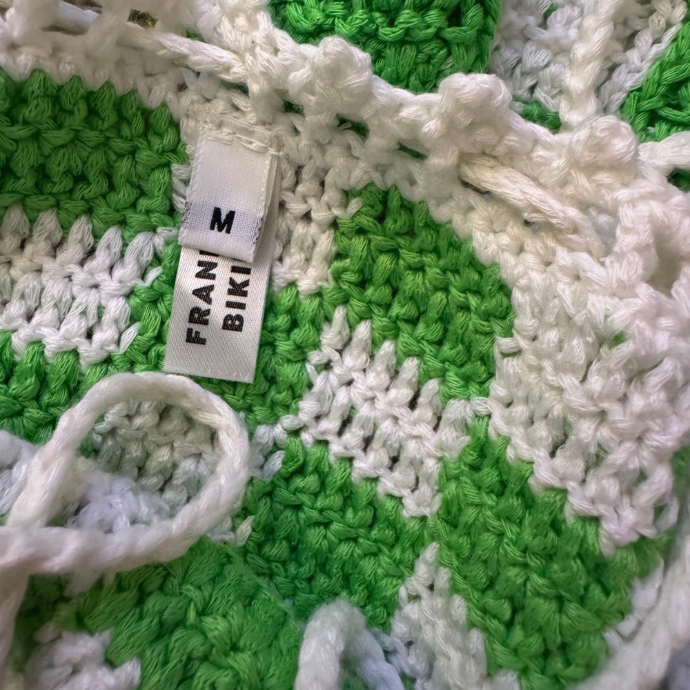 💚 Frankie's Bikinis Green & White Check Crochet Matching Set 💚 - Picture 5 of 10